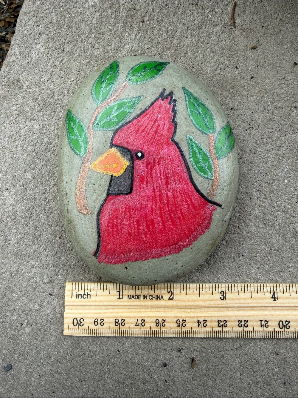 Hand-Painted Red Cardinal Decorative Bird Rock - Unbranded